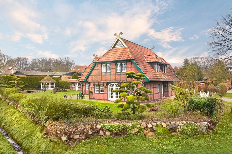 Einfamilienhaus-Rosengarten-Sonne